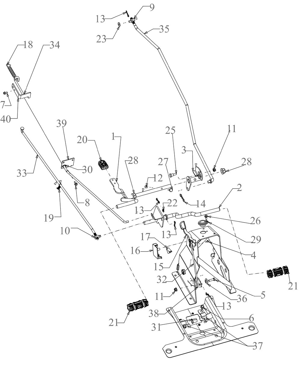 Pedals Diagram and Parts List for CC30H (13AC21JDA10)(2023) Cub Cadet Lawn Tractor Accessories